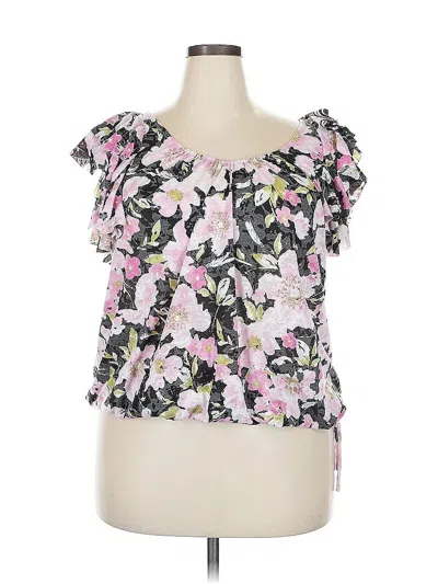 Pre-owned Inc International Concepts Short Sleeve Blouse In Pink