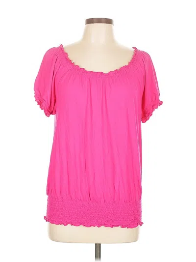Pre-owned Inc International Concepts Short Sleeve Blouse In Pink