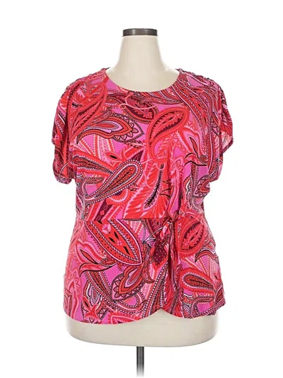 Pre-owned Inc International Concepts Short Sleeve Blouse In Pink