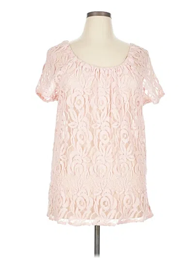Pre-owned Inc International Concepts Short Sleeve Blouse In Pink