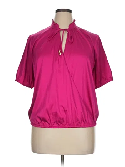 Pre-owned Inc International Concepts Short Sleeve Blouse In Pink