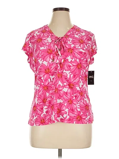Inc International Concepts Short Sleeve Blouse In Pink