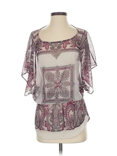 Pre-owned Inc International Concepts Short Sleeve Blouse In Purple