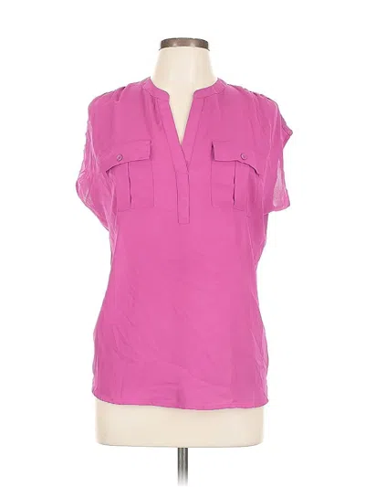 Pre-owned Inc International Concepts Short Sleeve Blouse In Purple