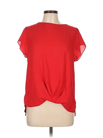 Pre-owned Inc International Concepts Short Sleeve Blouse In Red