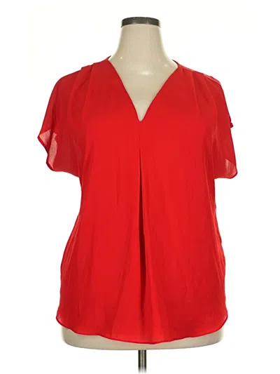 Pre-owned Inc International Concepts Short Sleeve Blouse In Red