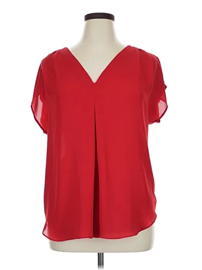 Pre-owned Inc International Concepts Short Sleeve Blouse In Red