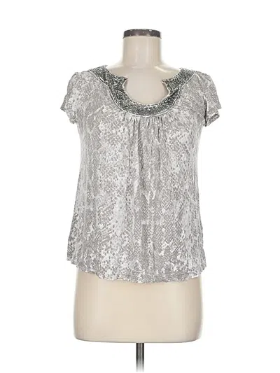 Pre-owned Inc International Concepts Short Sleeve Blouse In Silver