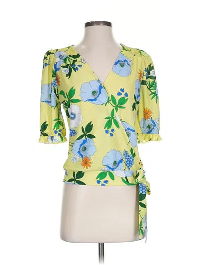 Pre-owned Inc International Concepts Short Sleeve Blouse In Yellow