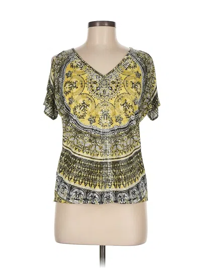 Pre-owned Inc International Concepts Short Sleeve Blouse In Yellow