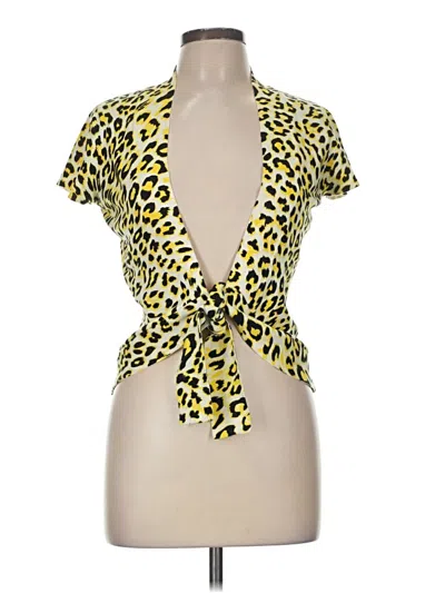 Pre-owned Inc International Concepts Short Sleeve Blouse In Yellow