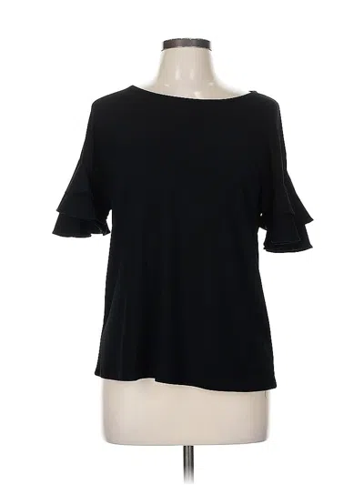 Pre-owned Inc International Concepts Short Sleeve Top Black Cold Shoulder Neckline Tops