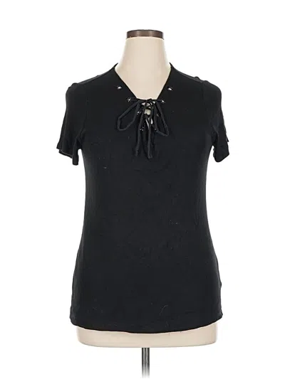 Pre-owned Inc International Concepts Short Sleeve Top Black Keyhole Neckline Tops