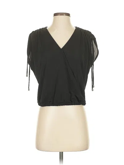 Pre-owned Inc International Concepts Short Sleeve Top Black Plunge Neckline Tops