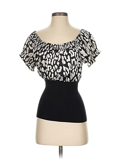 Pre-owned Inc International Concepts Short Sleeve Top Black Sweetheart Neckline Tops