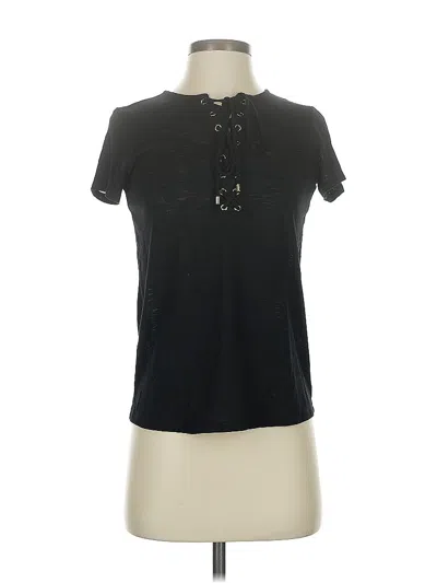 Pre-owned Inc International Concepts Short Sleeve Top Black Tie Neck Tops