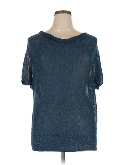 Pre-owned Inc International Concepts Short Sleeve Top Blue Boatneck Tops