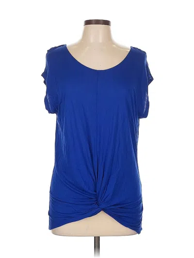 Pre-owned Inc International Concepts Short Sleeve Top Blue Cold Shoulder Neckline Tops