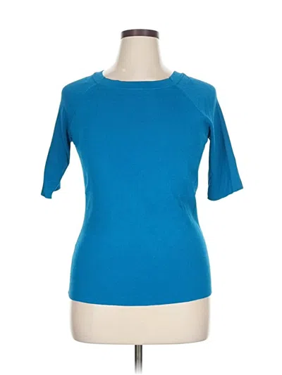 Pre-owned Inc International Concepts Short Sleeve Top Blue Crew Neck Tops