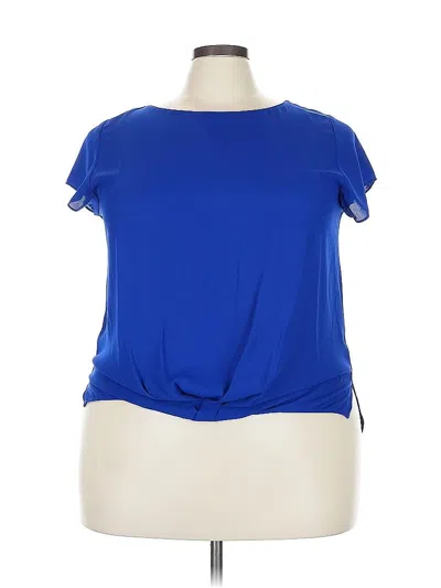 Pre-owned Inc International Concepts Short Sleeve Top Blue Keyhole Neckline Tops