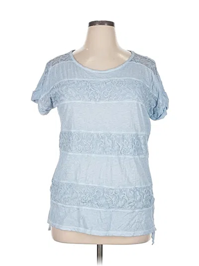 Pre-owned Inc International Concepts Short Sleeve Top Blue Scoop Neck Tops