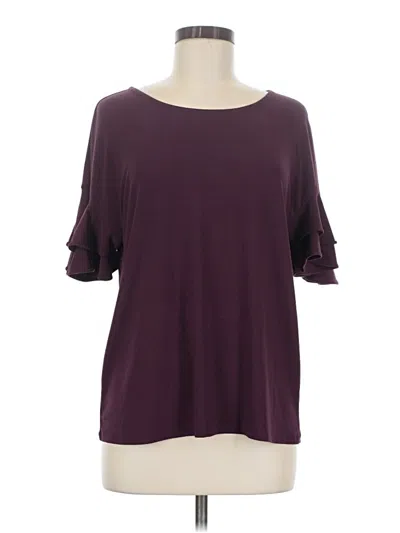 Pre-owned Inc International Concepts Short Sleeve Top Burgundy Solid Pattern Tops
