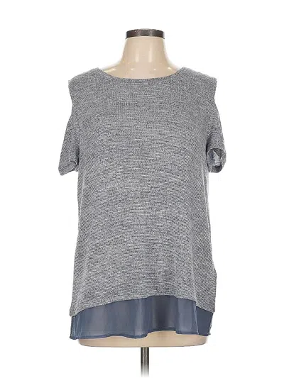 Pre-owned Inc International Concepts Short Sleeve Top Gray Cold Shoulder Neckline Tops