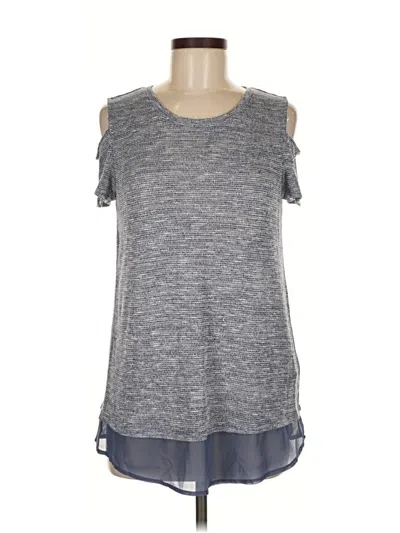 Pre-owned Inc International Concepts Short Sleeve Top Gray Cold Shoulder Neckline Tops