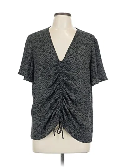 Pre-owned Inc International Concepts Short Sleeve Top Gray Plunge Neckline Tops