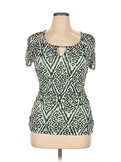 Pre-owned Inc International Concepts Short Sleeve Top Green Keyhole Neckline Tops