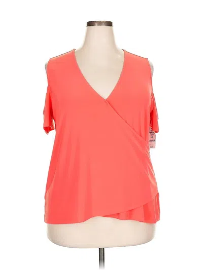 Inc International Concepts Short Sleeve Top Orange Cold Shoulder Neckline Tops