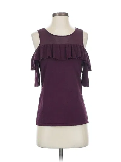 Pre-owned Inc International Concepts Short Sleeve Top Purple Cold Shoulder Neckline Tops