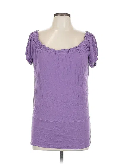 Pre-owned Inc International Concepts Short Sleeve Top Purple Sweetheart Neckline Tops