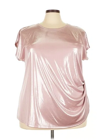 Pre-owned Inc International Concepts Short Sleeve Top Silver Metallic Pattern Cold Shoulder Neckline Tops