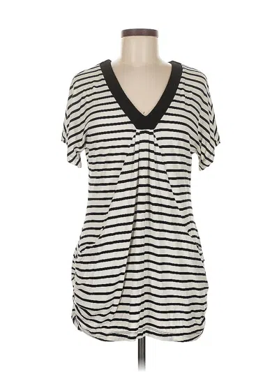 Pre-owned Inc International Concepts Short Sleeve Top Silver V Neck Tops