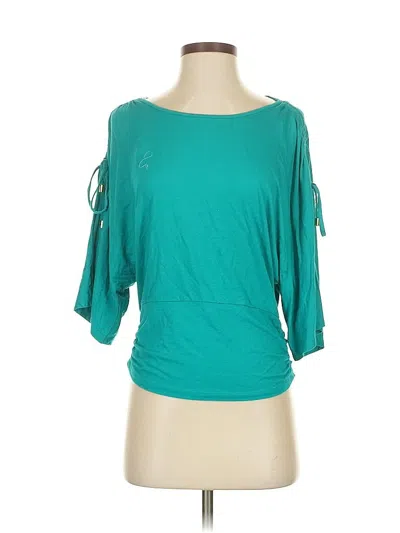 Pre-owned Inc International Concepts Short Sleeve Top Teal One Shoulder Neckline Tops In Blue