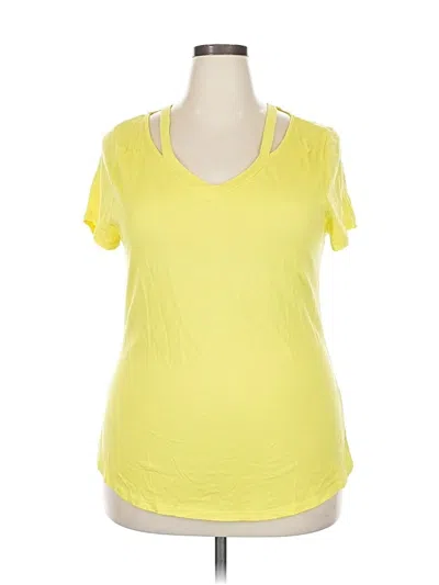 Pre-owned Inc International Concepts Short Sleeve Top Yellow Keyhole Neckline Tops