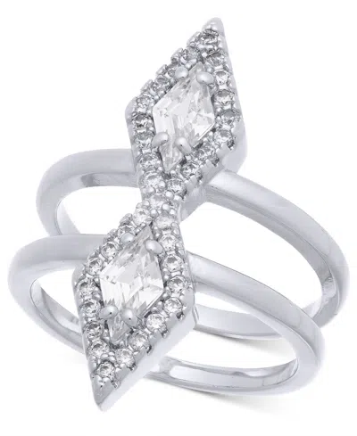 Inc International Concepts Silver-tone Cubic Zirconia Triangle Double Row Ring, Created For Macy's