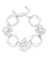 Inc International Concepts Silver-tone Flower Statement Flex Bracelet, Exclusively At Macy's In White