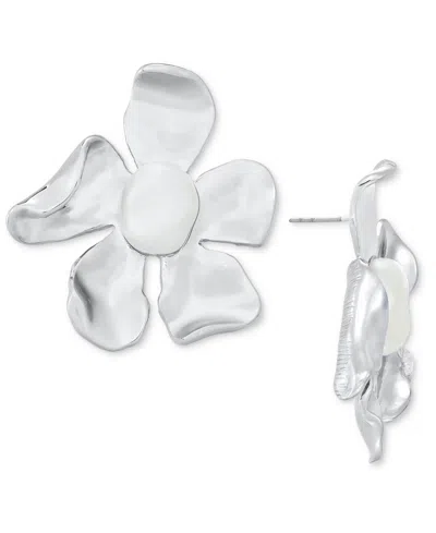 Inc International Concepts Silver-tone Flower Statement Stud Earrings, Exclusively At Macy's In White