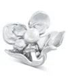 Inc International Concepts Silver-tone Imitation Pearl Flower Statement Ring, Exclusively At Macy's In White