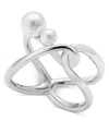 Inc International Concepts Silver-tone Imitation Pearl Openwork Statement Ring, Exclusively At Macy's