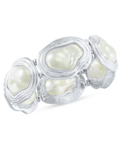 Inc International Concepts Silver-tone Mother-of-pearl Stretch Bracelet, Exclusively At Macy's