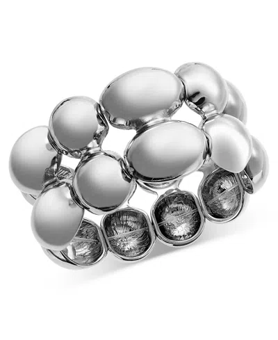 Inc International Concepts Silver-tone Sculptural Bead Double Row Flex Bracelet, Exclusively At Macy's