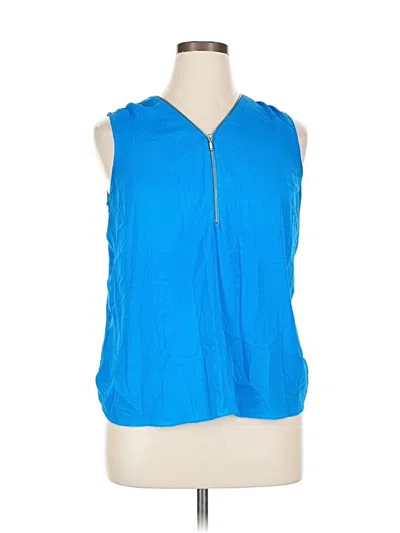 Pre-owned Inc International Concepts Sleeveless Blouse In Blue