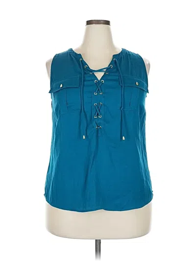 Pre-owned Inc International Concepts Sleeveless Blouse In Blue