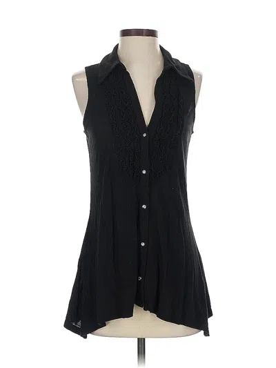 Pre-owned Inc International Concepts Sleeveless Button Down Shirt In Black