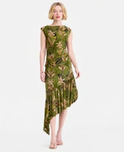 Inc International Concepts Sleeveless Printed Mesh Top Asymmetric Hem Midi Skirt Macys Exclusive In Rowan Animal