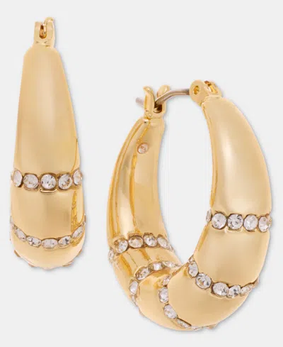 Inc International Concepts Small Pave Stripe Hoop Earrings, 0.91", Macy's Exclusive In Gold,cryst