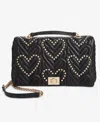 Inc International Concepts Soft Small Ajae Quilted Studded Heart Shoulder Bag, Created For Macy's In Black